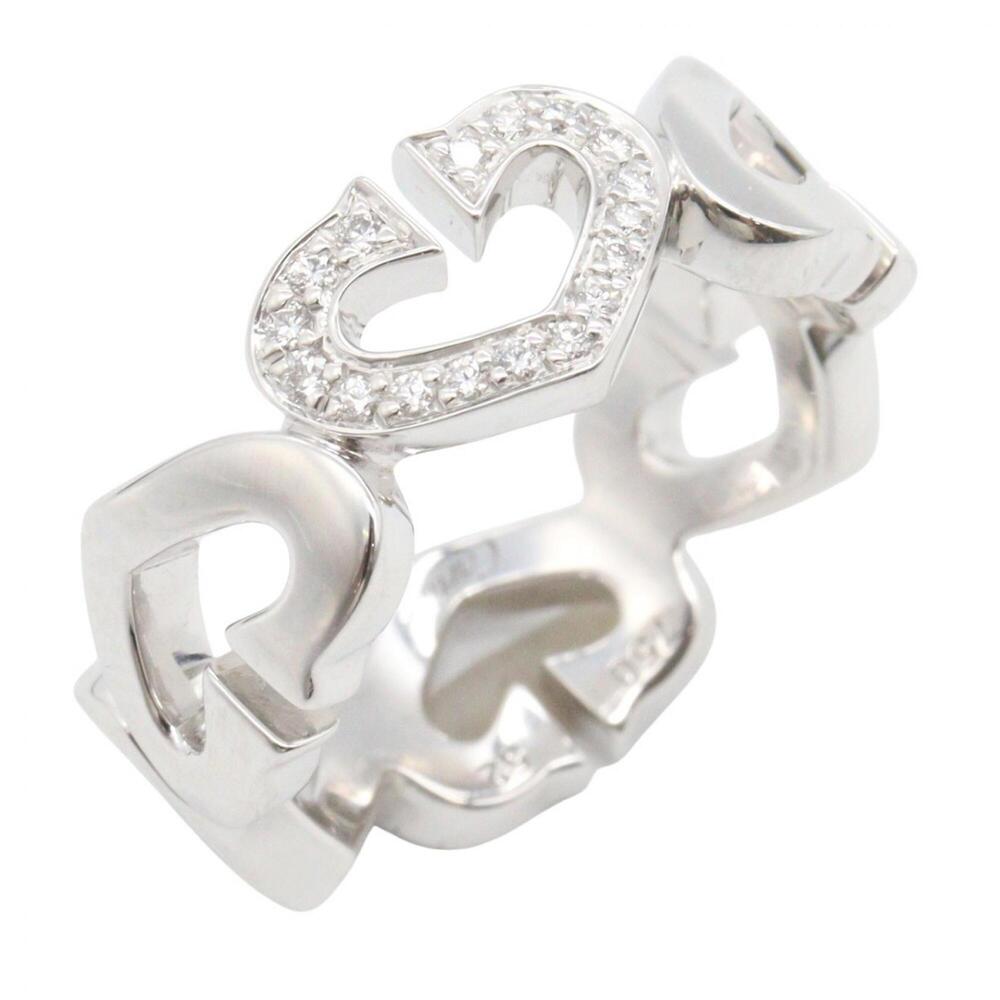 Cartier C Heart Diamond Ring, 18K White Gold (18KWG), Silver/Clear Tone, Wome...